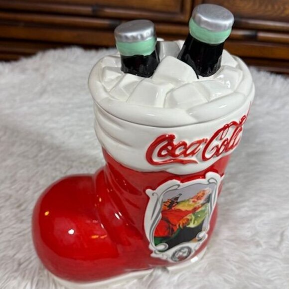 Vintage Coca-Cola 75th Anniversary Santa Boot Stocking Coke on Ice Cookie Jar - Picture 9 of 13